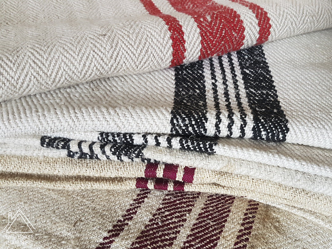 The House that Will | Buttoned Grain Sack Cushion Cover