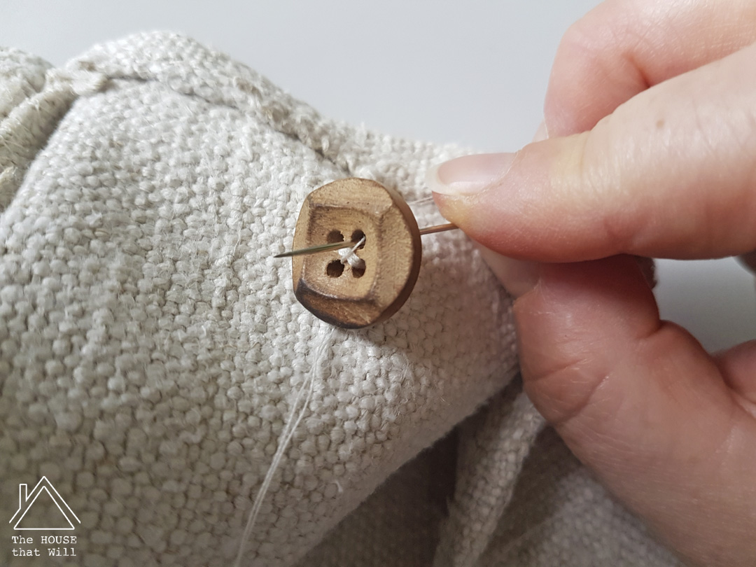 The House that Will | Buttoned Grain Sack Cushion Cover