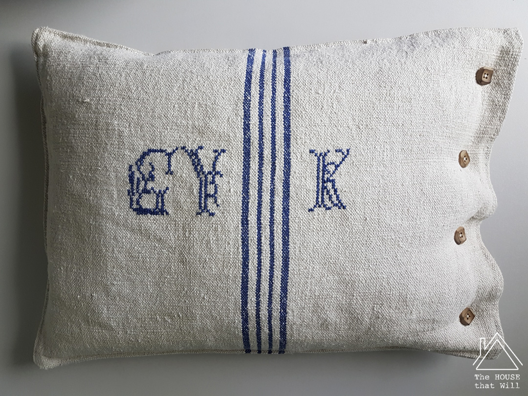The House that Will | Buttoned Grain Sack Cushion Cover