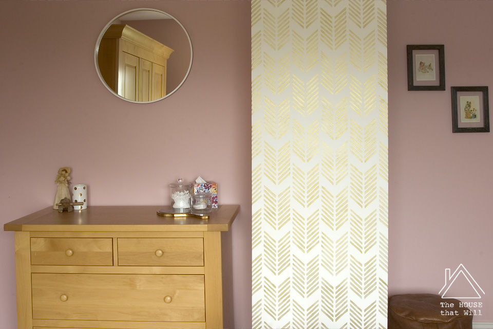 Eclectic Vintage Stencil Mural Guest Bedroom