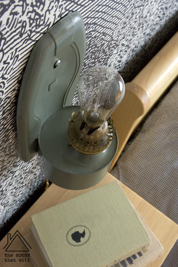 Eclectic Vintage Stencil Mural Guest Bedroom Upcycled Oil Lamp