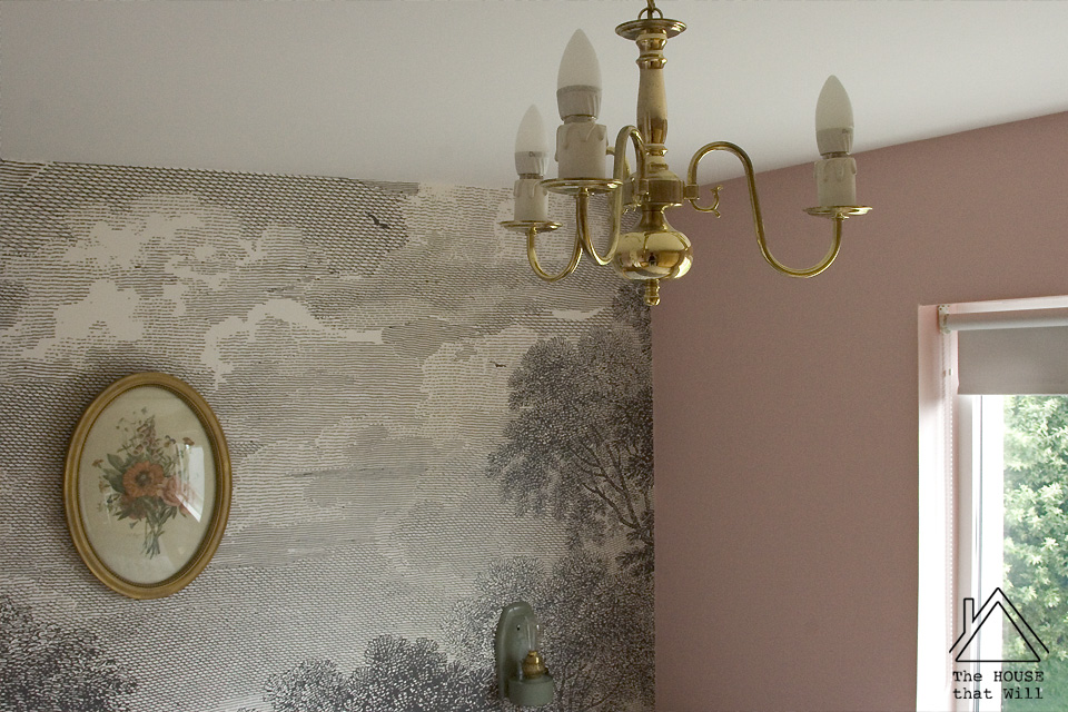 Eclectic Vintage Stencil Mural Guest Bedroom