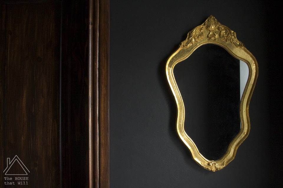 Black Gold Dark Glam Loo Powder Room Half Bath Bathroom Makeover Reveal