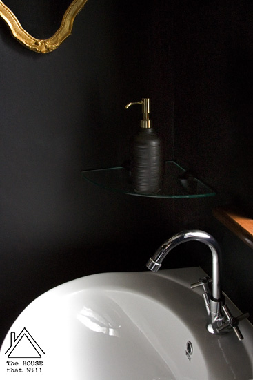 Black Gold Dark Glam Loo Powder Room Half Bath Bathroom Makeover Reveal