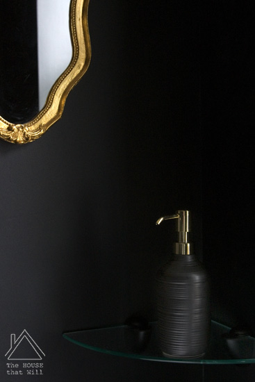 Black Gold Dark Glam Loo Powder Room Half Bath Bathroom Makeover Reveal