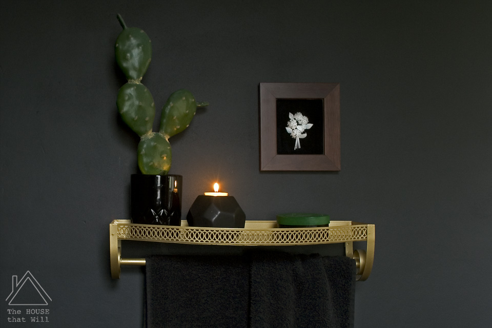 Black Gold Dark Glam Loo Powder Room Half Bath Bathroom Makeover Reveal
