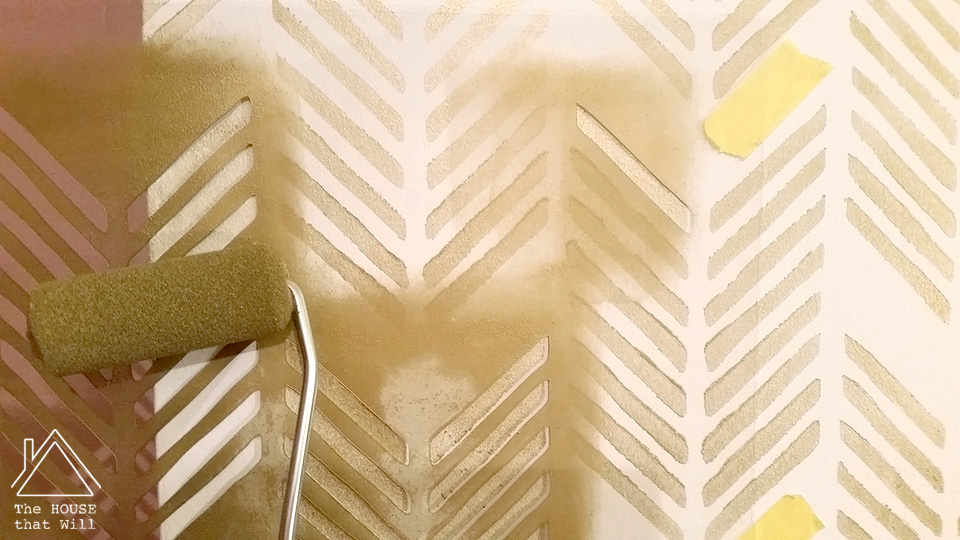 The House that Will | Metallic Gold Stencilled Feature Wall Stencil