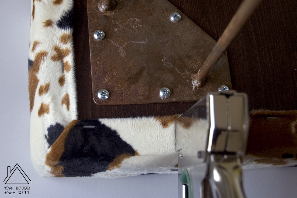 The House that Will | DIY Modern Faux Cow Hide Upholstered Bench Seat