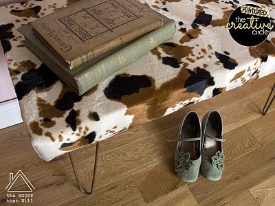 DIY Faux Cowhide Bench