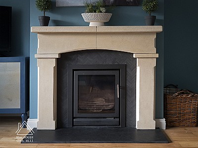 DIY Stone & Slate Fireplace